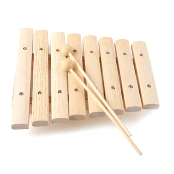 Децата Естествено Дърво Дървен 8-тонен ксилофон Шок играчка Музикален инструмент за развитието на детската музика Изображение