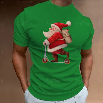 Нова Лятна Мъжки дрехи с 3D Принтом Дядо Коледа, Коледната Елха, Забавна тениска, Потник с къс Ръкав, Фестивален ден за ден Празничен Топ За Мъже Изображение
