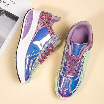 Които ръстът на Жените в есенно-зимната градинска обувки за ходене лилав цвят, популярни спортни маратонки за фитнес за момичета за всеки ден Изображение