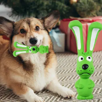 Интерактивна скрипучая играчка за кучета, Дизайн с дълги уши, заек, Почистване на зъбите, Устойчивост на укусам, Вградена звукова играчки за домашни любимци Изображение