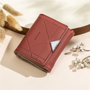 Prettyzys/Малка чантата си Доста прост и индивидуално, под формата на диамант, трислоен чантата си джоб с катарама Изображение
